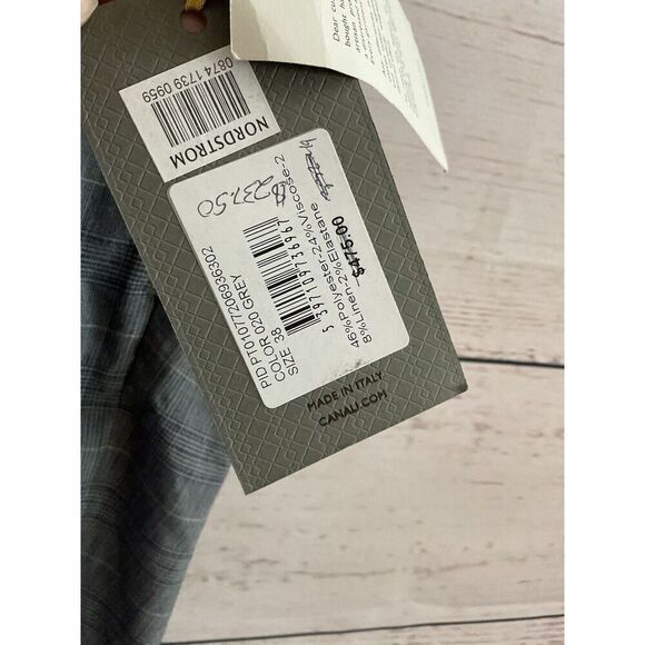 NWT Canali Gray Plaid pants 56 (40 x 35 ) Trousers Contemporary Fit Linen Blend* - Picture 11 of 16